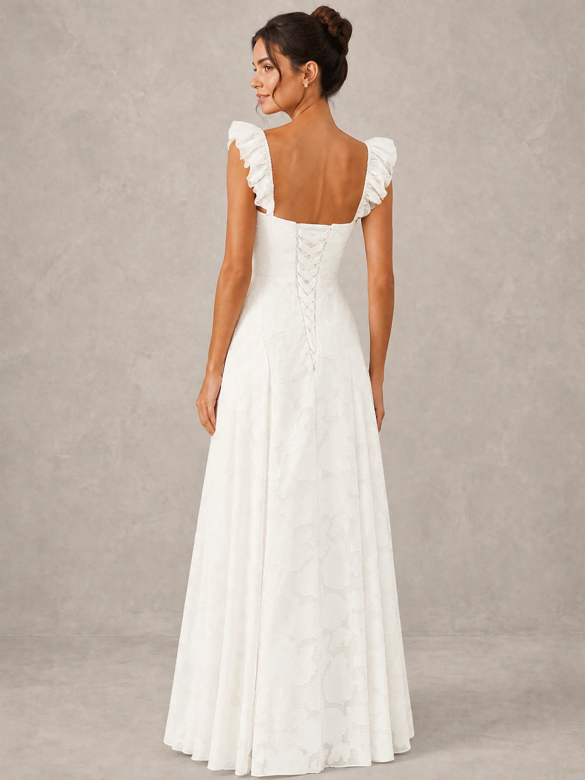 Jacquard Square Neck A-Line Maxi Dress