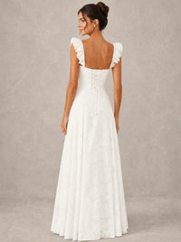 Jacquard Square Neck A-Line Maxi Dress