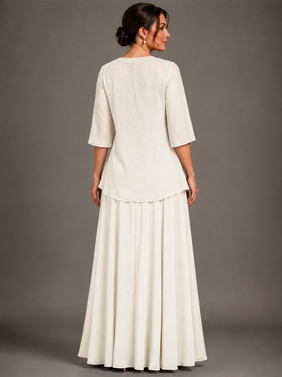 A-line 2 Pieces Chiffon Appliques Mother of The Bride Dresses with Jackets