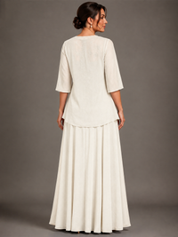 A-line 2 Pieces Chiffon Appliques Mother of The Bride Dresses with Jackets