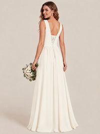 A-line Sleeveless Rucehd Chiffon Bridesmaid Dress with High Slit