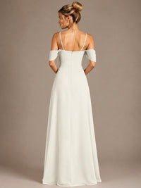 Spaghetti Strap Chiffon Bridesmaid Dress with Ruffles Slit
