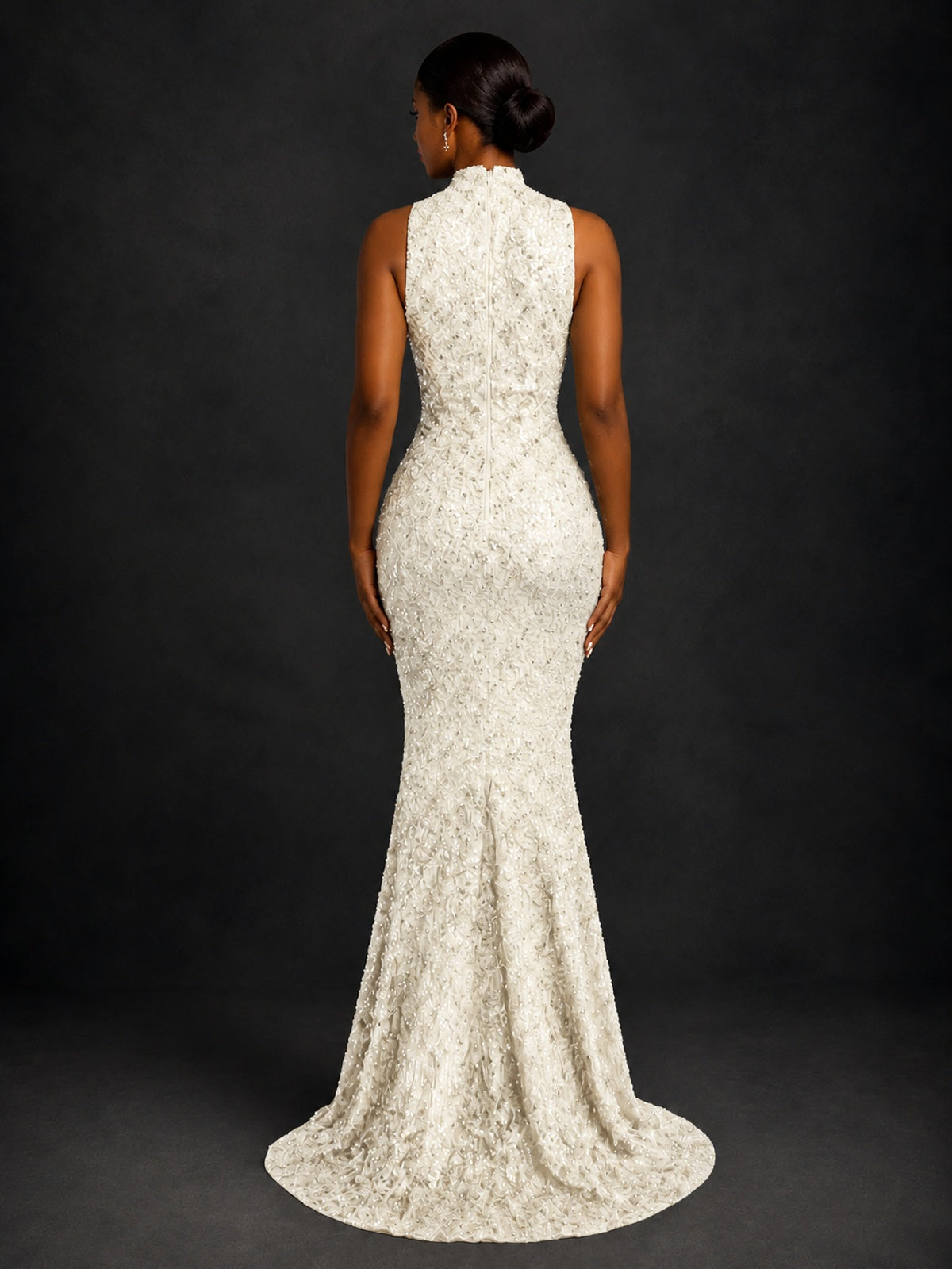 Sparkly Sequin High Neck Mermaid Prom Dress