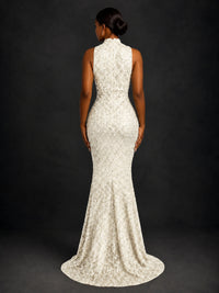 Sparkly Sequin High Neck Mermaid Prom Dress
