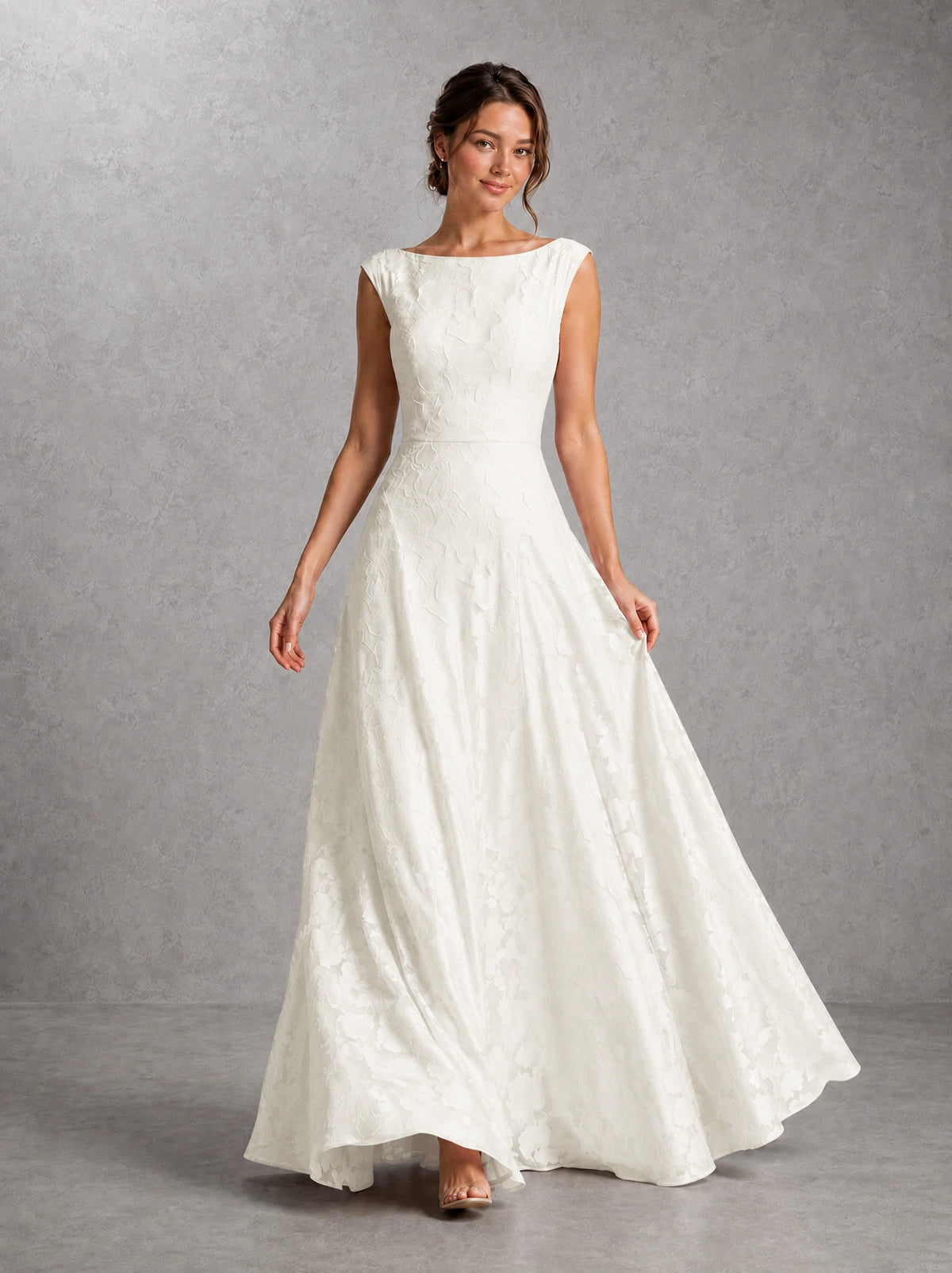 Blush Pink Lace Applique A-Line Bridesmaid Dress