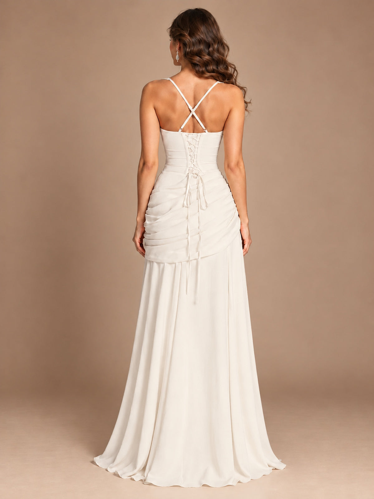 Butter Yellow Square Neck Ruched A-Line Prom Dress
