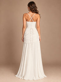 Butter Yellow Square Neck Ruched A-Line Prom Dress