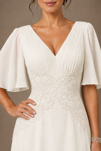 A-Line Chiffon Mother of the Bride Dress with Applique