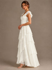 Ruffle Tiered V Neck Maxi Dress