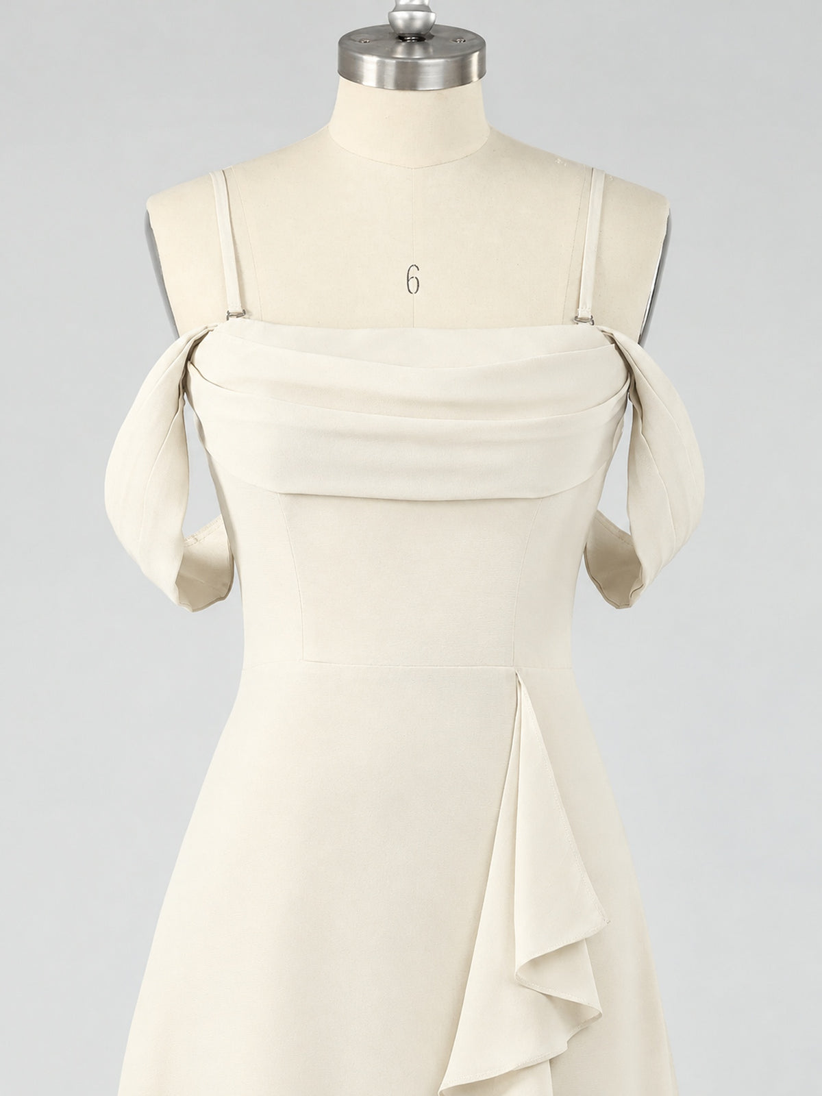 Spaghetti Strap Chiffon Bridesmaid Dress with Ruffles Slit