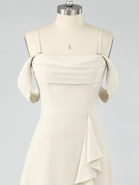 Spaghetti Strap Chiffon Bridesmaid Dress with Ruffles Slit