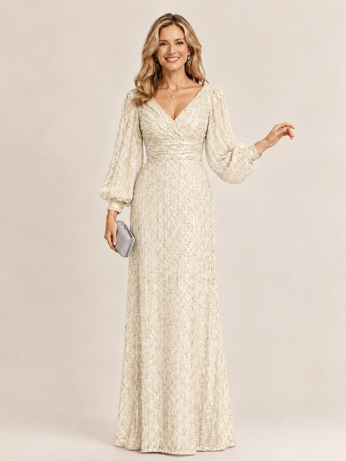 Sparkle Sequin Mother of The Bride Dresses with Long Sleeves