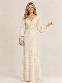 Sparkle Sequin Mother of The Bride Dresses with Long Sleeves