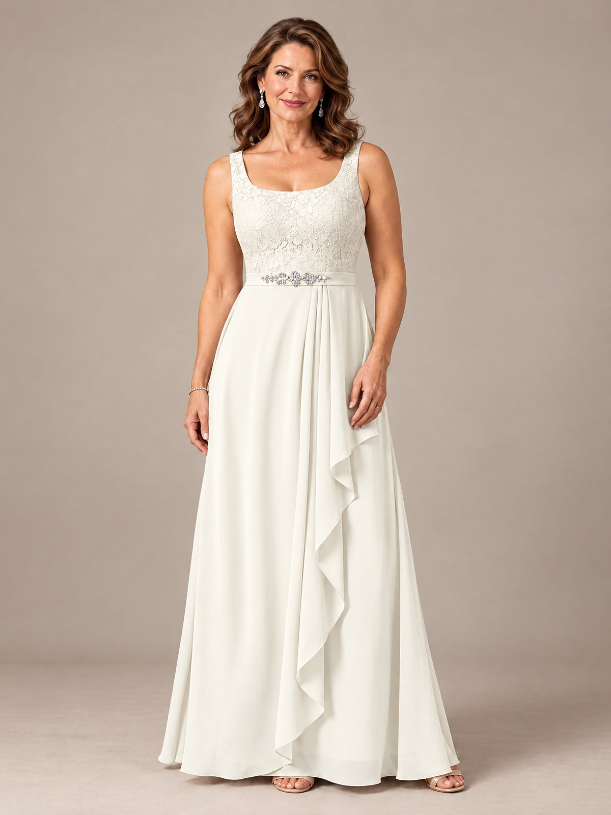 Blush Pink A-Line Mother of the Bride Dress with Lace Jacket and Ruffles