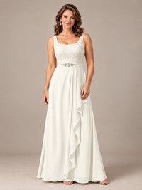 Blush Pink A-Line Mother of the Bride Dress with Lace Jacket and Ruffles