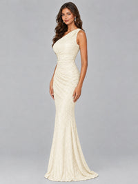 Sequin Mermaid One Shoulder Prom Dress Long formal Gown