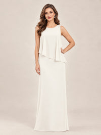 Cape Sleeve Mother of the Bride Dress with Asymmetrical Overlay