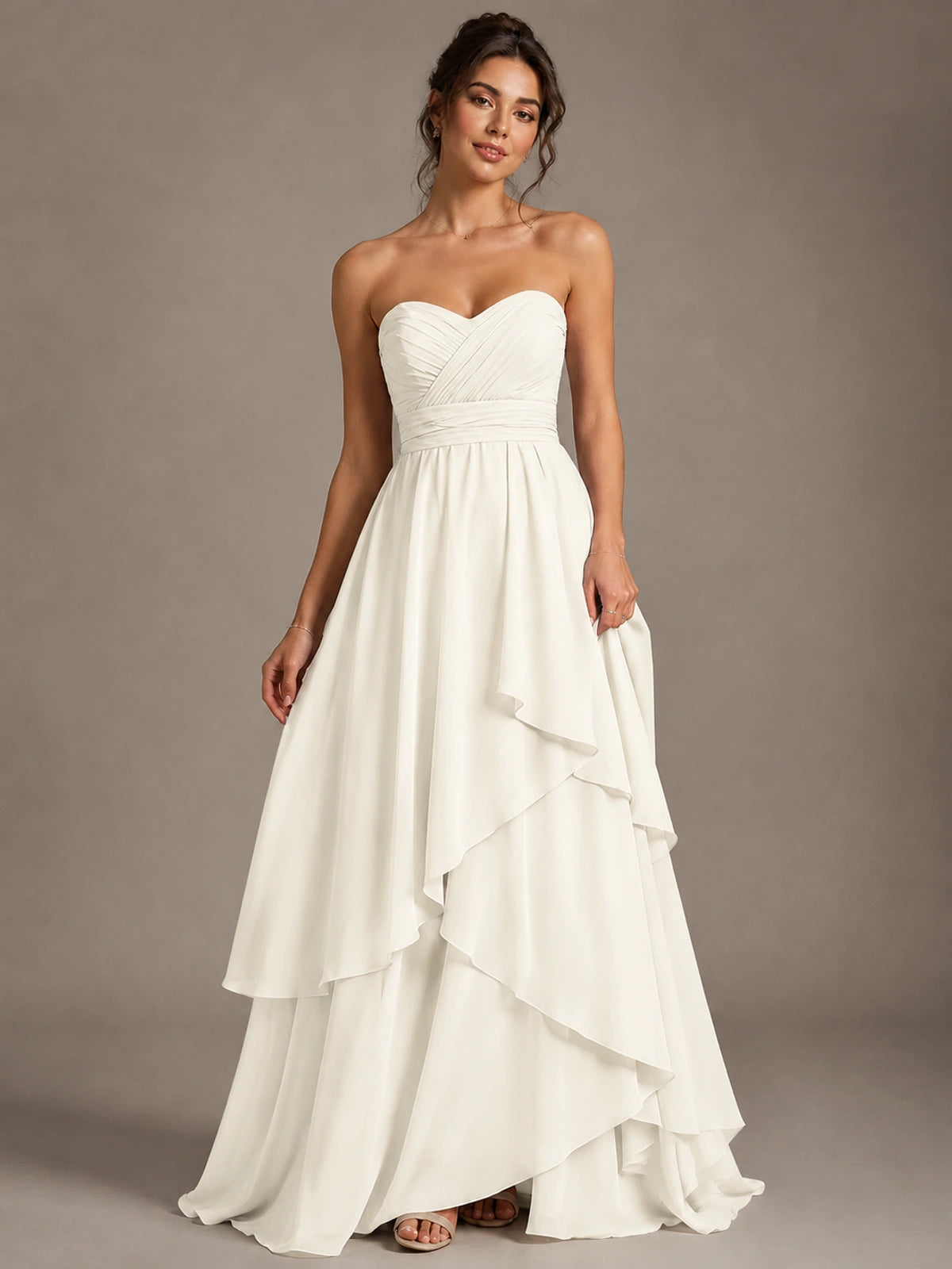 Strapless Ruffle A-Line Maxi Dress