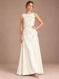 3D Floral Applique Sleeveless Formal Maxi Dress