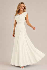 Cowl Neck Ruched Chiffon Mother of the Bride Dress