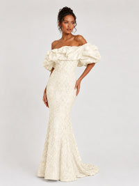 Sequin Off-Shoulder Ruffle Mermaid Prom Dress