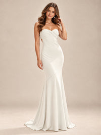 Light Blue Strapless Sweetheart Mermaid Prom Dress with Pleated Bodice