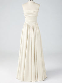 Spaghetti Strap Ruched Chiffon Maxi Dress with Backless