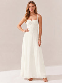 JOVELLEE Yellow Sweetheart Ruched Bust Chiffon Maxi Dress