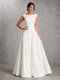 Blush Pink Lace Applique A-Line Bridesmaid Dress