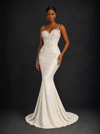 Sequin Mermaid Prom Dress with Floral Applique
