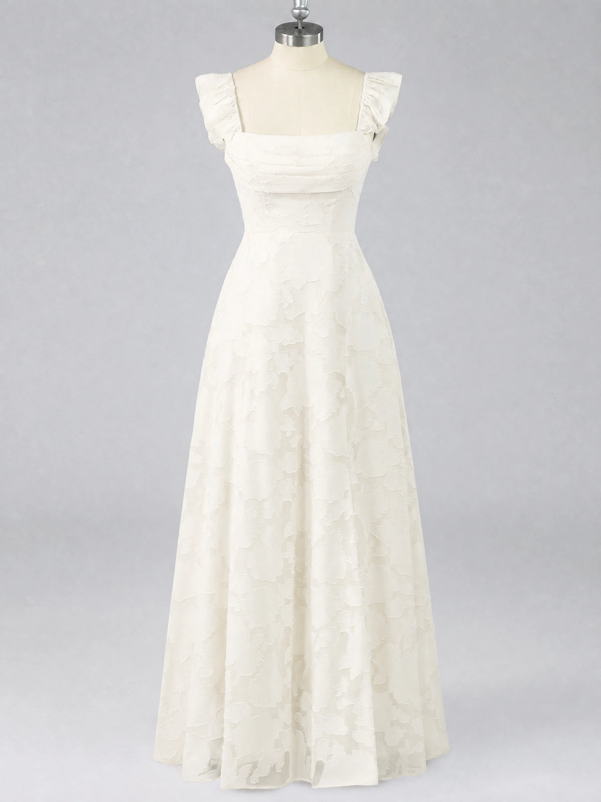 Jacquard Square Neck A-Line Maxi Dress
