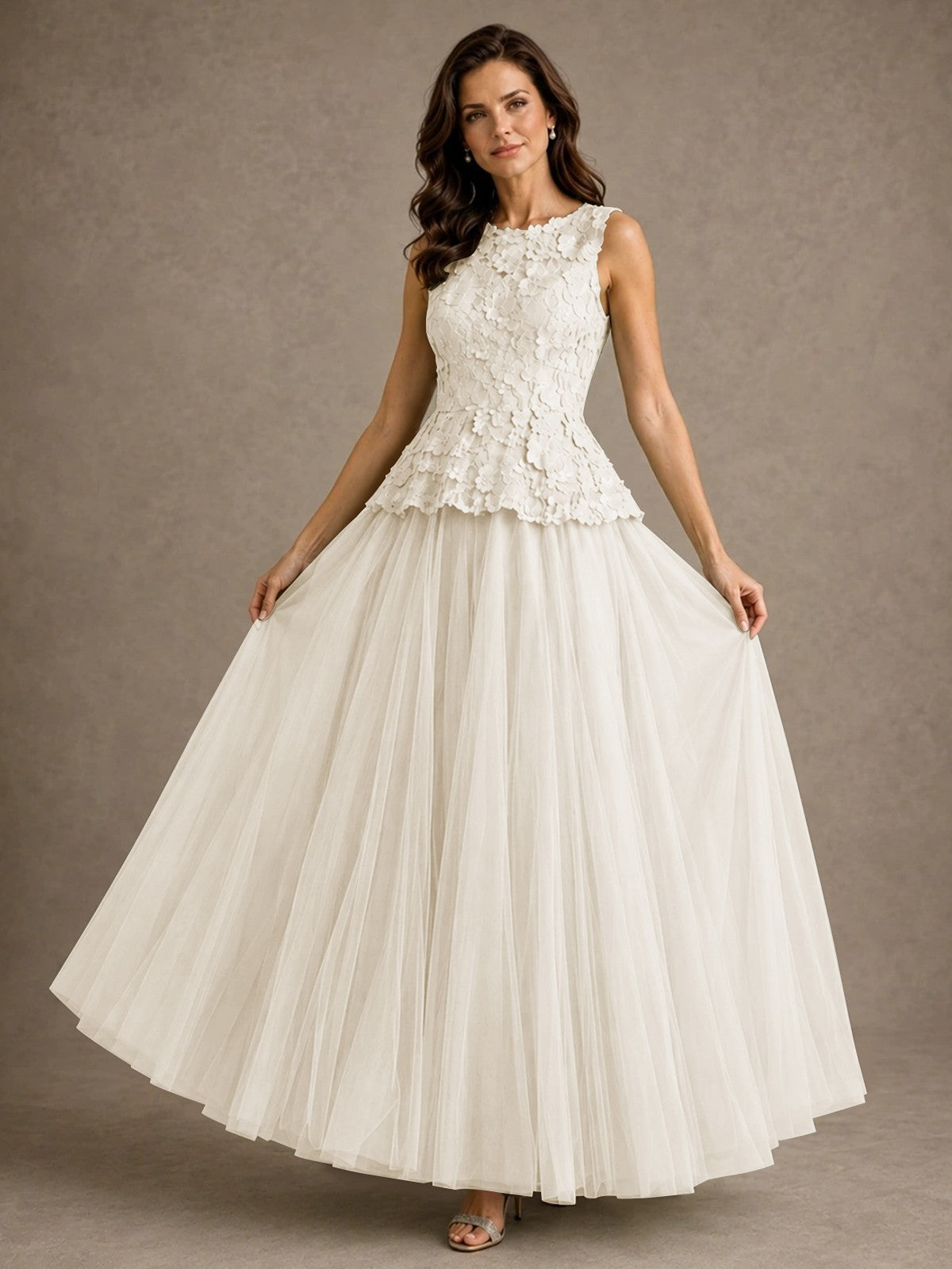 A-Line Chiffon Mother of the Bride Dress with Lace Appliques