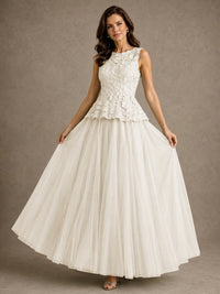 A-Line Chiffon Mother of the Bride Dress with Lace Appliques