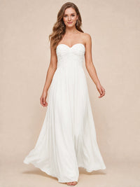 Strapless Pleated Chiffon A-Line Bridesmaid Dress