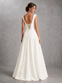 Blush Pink Lace Applique A-Line Bridesmaid Dress