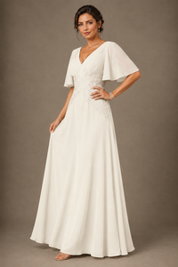 A-Line Chiffon Mother of the Bride Dress with Applique