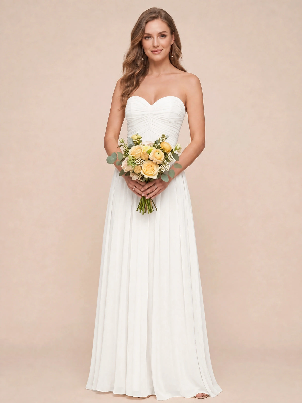Strapless Pleated Chiffon A-Line Bridesmaid Dress