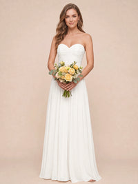 Strapless Pleated Chiffon A-Line Bridesmaid Dress