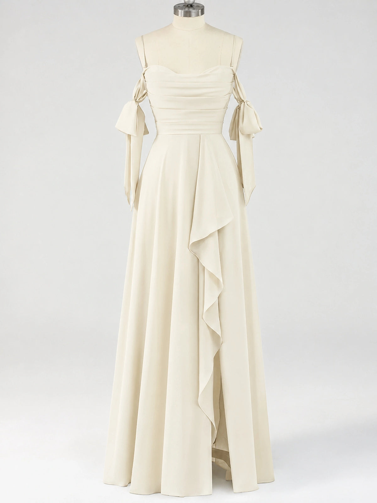 A-Line Ruffles Chiffon Bridesmaid Dress with Slit