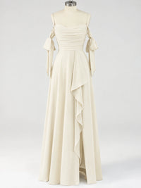 A-Line Ruffles Chiffon Bridesmaid Dress with Slit