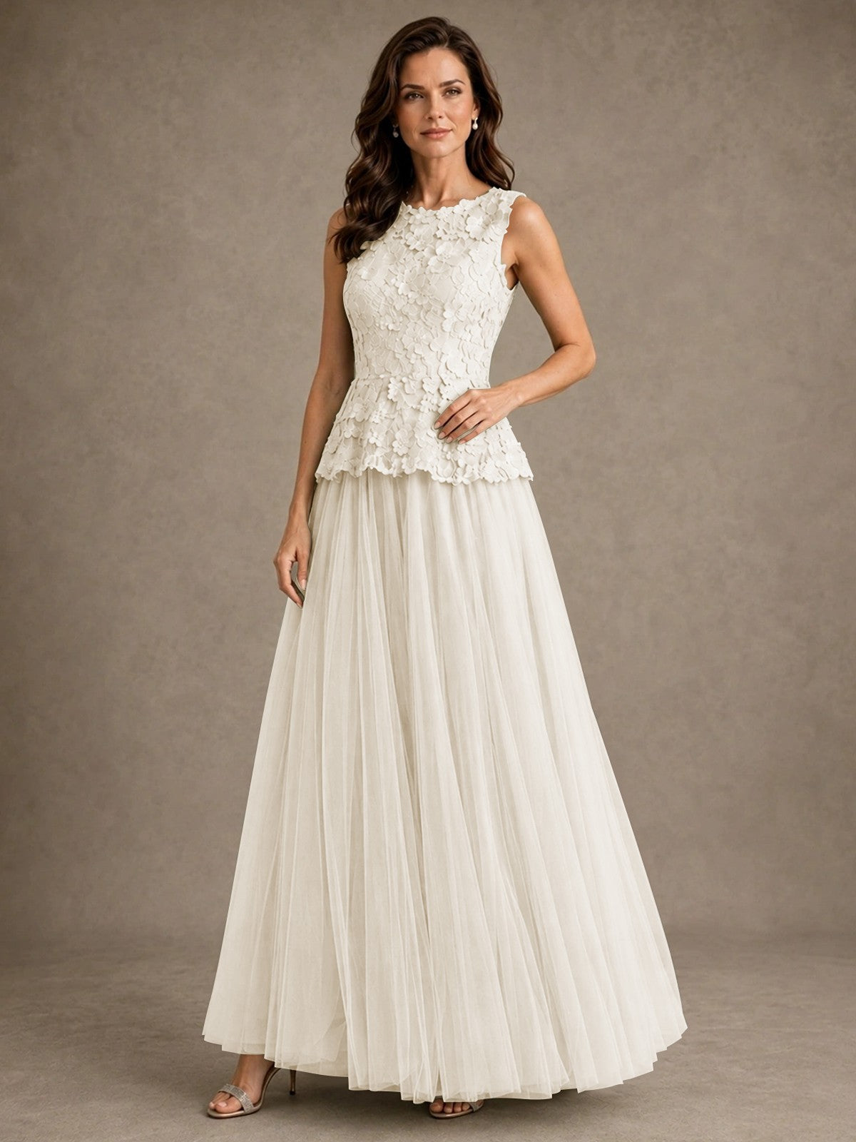 A-Line Chiffon Mother of the Bride Dress with Lace Appliques