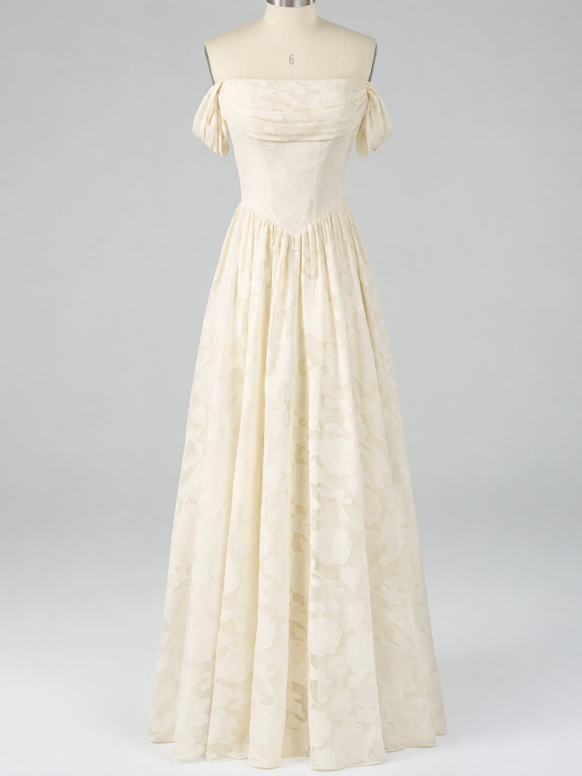 Off Shoulder Jacquard A-Line Maxi Dress