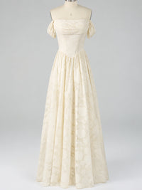 Off Shoulder Jacquard A-Line Maxi Dress