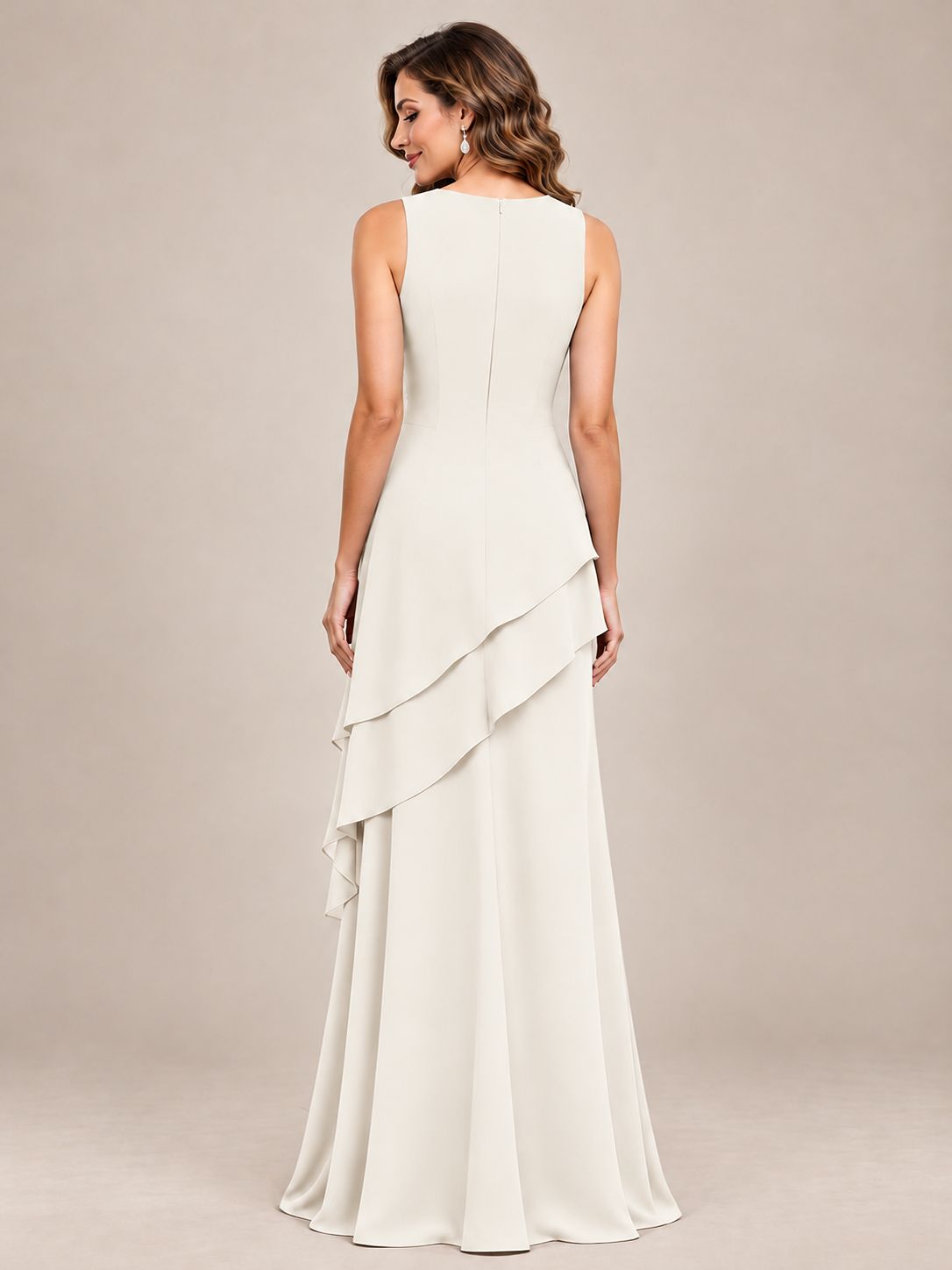 Dusty Blue Two-Piece Chiffon Mother of the Bride Dress with Jacket