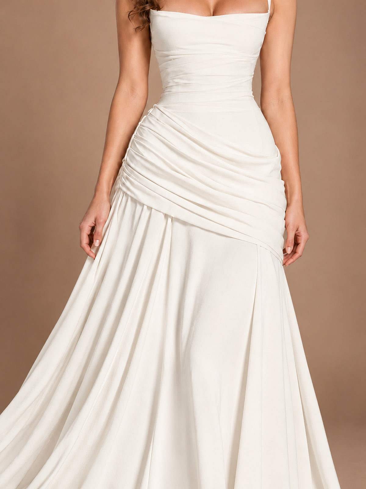 Butter Yellow Square Neck Ruched A-Line Prom Dress