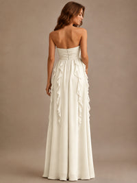 Srapless Sweetheart Chiffon Prom Dress Ruffle Formal Evening Gown