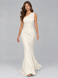Sequin Mermaid One Shoulder Prom Dress Long formal Gown