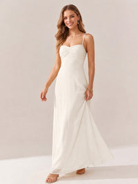 JOVELLEE Yellow Sweetheart Ruched Bust Chiffon Maxi Dress