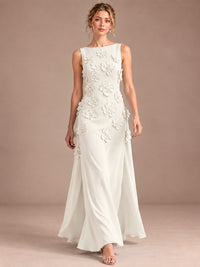 3D Floral Applique Sleeveless Formal Maxi Dress