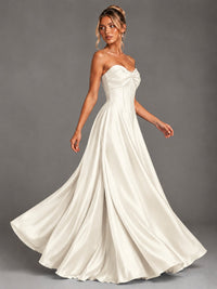 Sweetheart Neck Strapless Satin A-Line Prom Dress